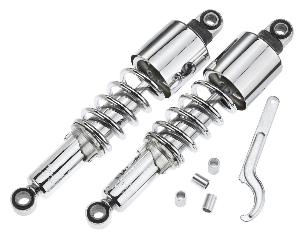IKON Spring Struts - Shock Absorbers 7610-1307SP8 usually with ABE for KAWASAKI BR 250, EL 250/252, EN 500, SUZUKI GP 125, GT 125/185/200/250/380/500/750, YAMAHA XVS 125, SR 250 SE, XV 250, XVS 250, SRX 600
