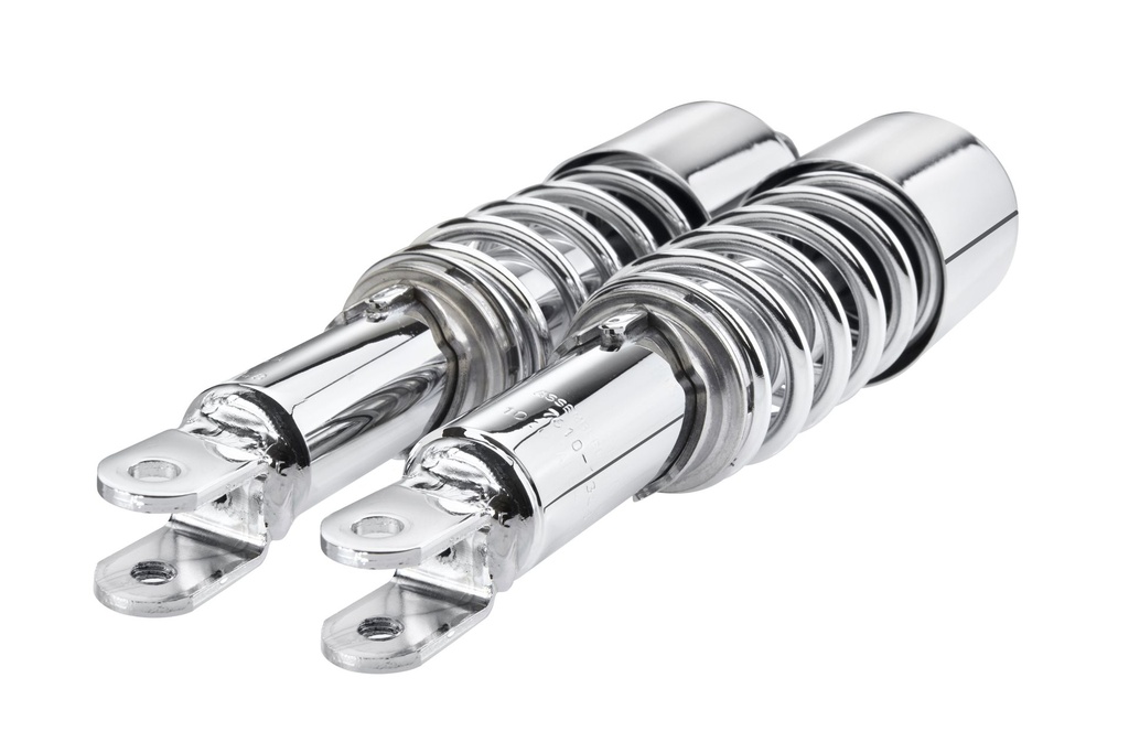 IKON Federbeine - Stoßdämpfer  7610-1394SP8 in Chrom meist m. ABE f. SUZUKI RE 5 Wankel, GS 750 D / E / L; GSX 750 E / ES / EF / L / S Katana; GS 1000 D / E / S; GS 1100 E / L / ES / G / Katana / S Katana