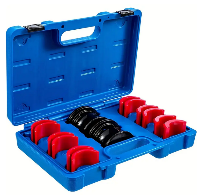 Simmerring Gabeldichtring Eintreibset Profi 14-teilig mit 35/36-40/41-42/43-45/46-47/48-49/50mm-Adaptern