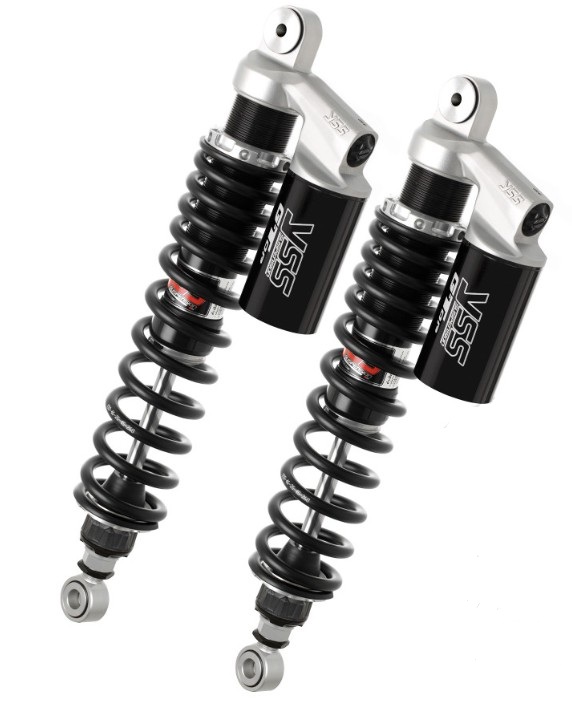 YSS Federbein Stoßdämpfer Stereo FG366-370TRCL-02-888 einstellbar mit ABE für SUZUKI LT-A 700 2005 - 2008